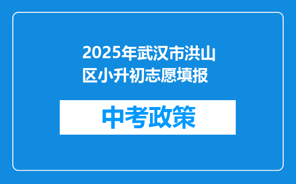 2025年武汉市洪山区小升初志愿填报
