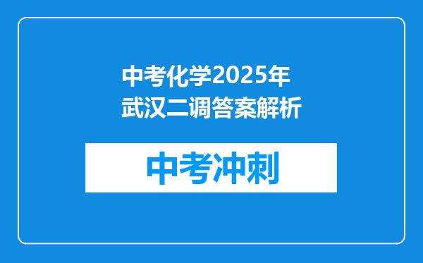 中考化学2025年武汉二调答案解析