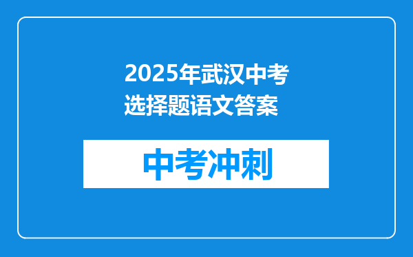 2025年武汉中考选择题语文答案