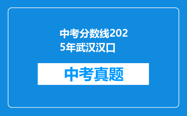 中考分数线2025年武汉汉口