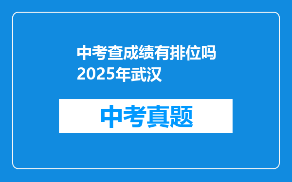 中考查成绩有排位吗2025年武汉