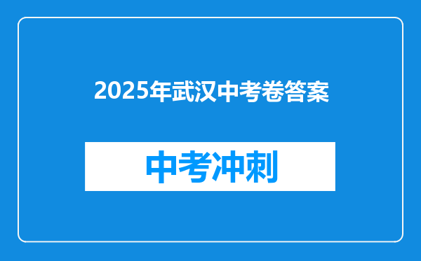 2025年武汉中考卷答案