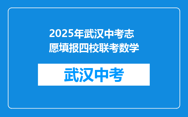 2026年武汉中考志愿填报四校联考数学
