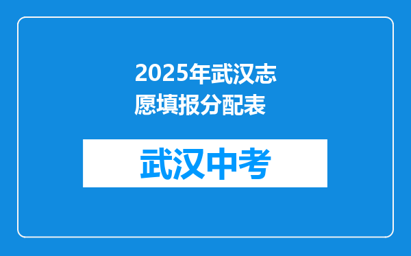 2025年武汉志愿填报分配表