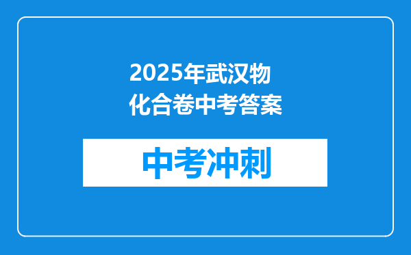 2025年武汉物化合卷中考答案