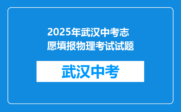 2025年武汉中考志愿填报物理考试试题