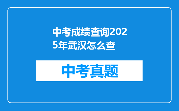 中考成绩查询2025年武汉怎么查