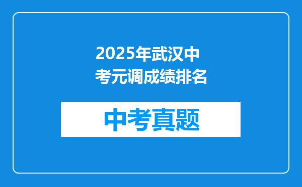 2025年武汉中考元调成绩排名