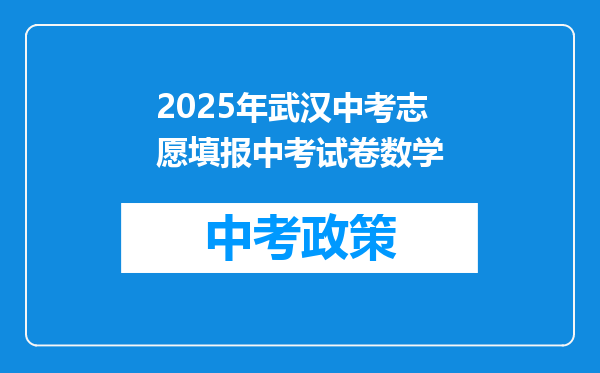 2025年武汉中考志愿填报中考试卷数学