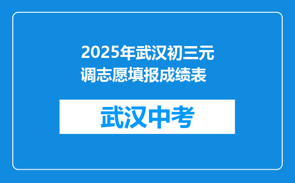 2025年武汉初三元调志愿填报成绩表