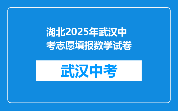 湖北2025年武汉中考志愿填报数学试卷