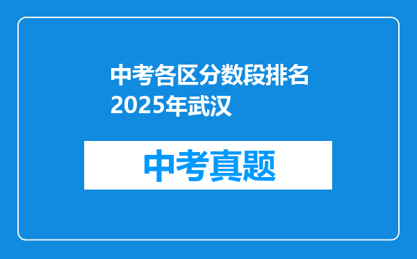 中考各区分数段排名2025年武汉