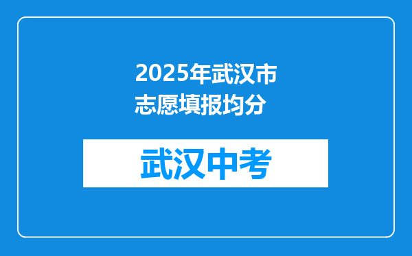 2025年武汉市志愿填报均分