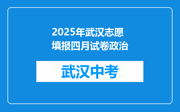 2025年武汉志愿填报四月试卷政治