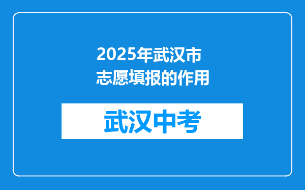 2025年武汉市志愿填报的作用