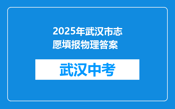 2025年武汉市志愿填报物理答案