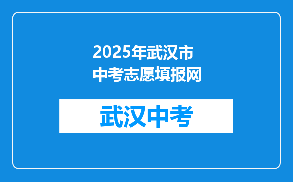 2025年武汉市中考志愿填报网
