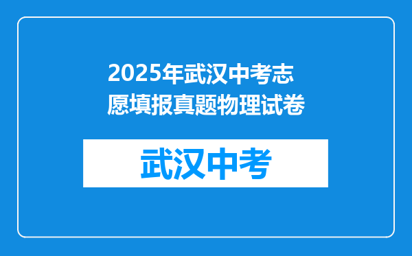 2025年武汉中考志愿填报真题物理试卷