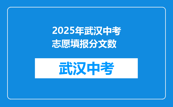 2025年武汉中考志愿填报分文数