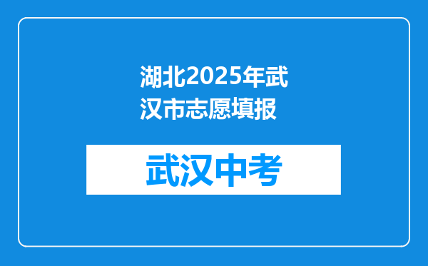 湖北2025年武汉市志愿填报