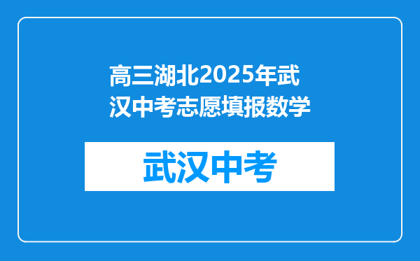 高三湖北2025年武汉中考志愿填报数学