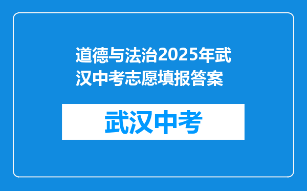 道德与法治2026年武汉中考志愿填报答案