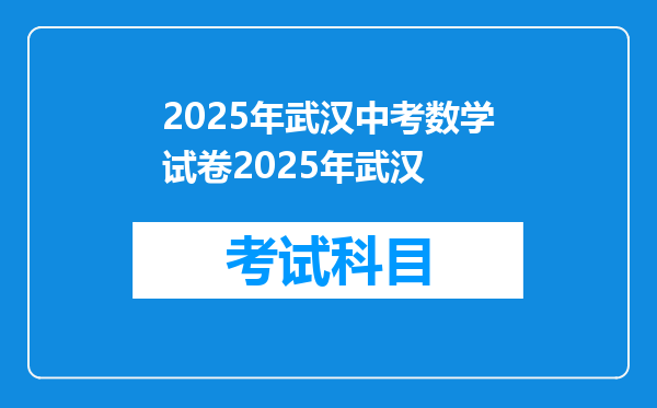 2025年武汉中考数学试卷2025年武汉