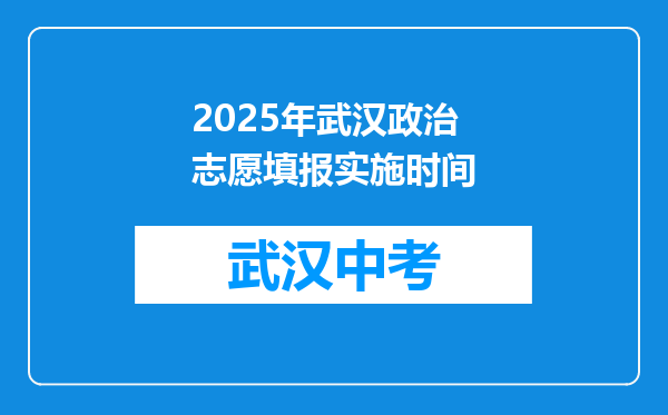 2025年武汉政治志愿填报实施时间