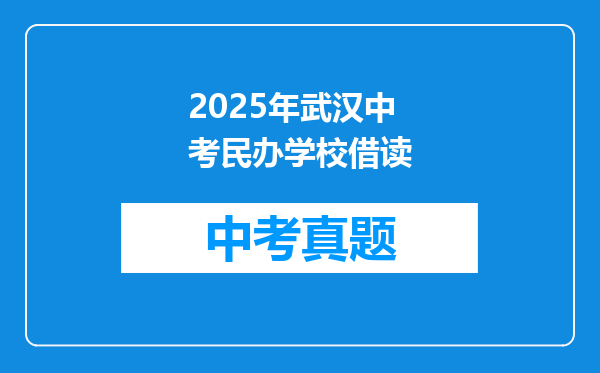 2025年武汉中考民办学校借读