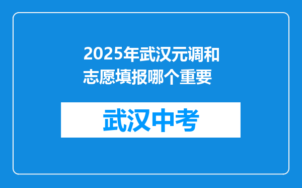 2025年武汉元调和志愿填报哪个重要