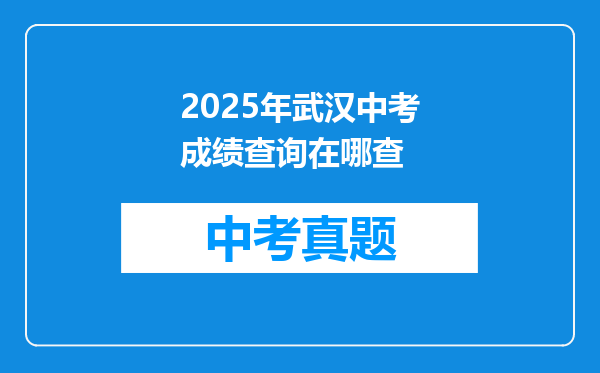 2025年武汉中考成绩查询在哪查
