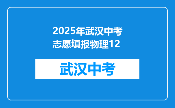 2025年武汉中考志愿填报物理12