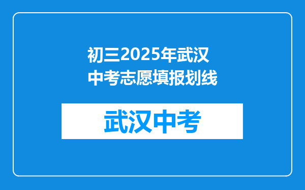 初三2025年武汉中考志愿填报划线