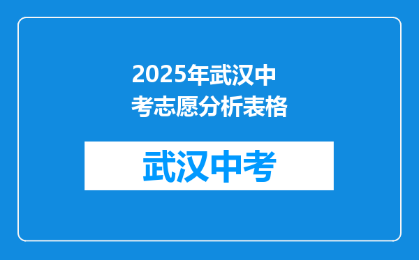 2025年武汉中考志愿分析表格