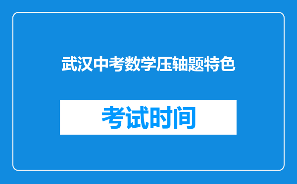 武汉中考数学压轴题特色