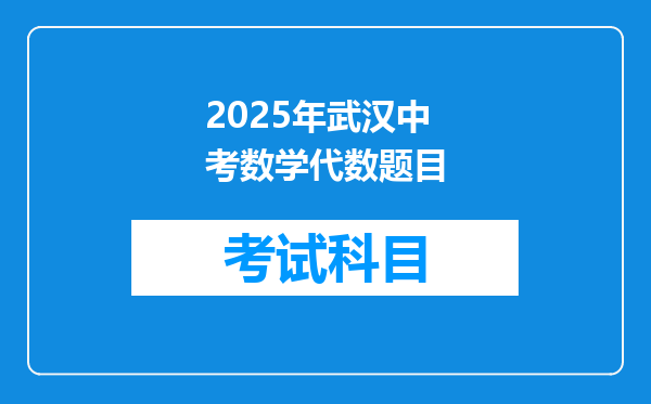 2025年武汉中考数学代数题目