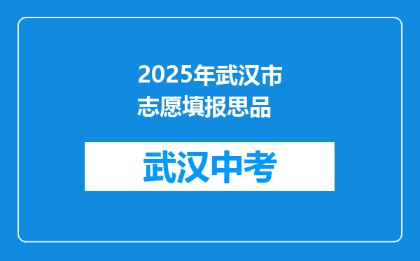 2025年武汉市志愿填报思品