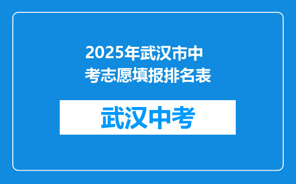 2025年武汉市中考志愿填报排名表