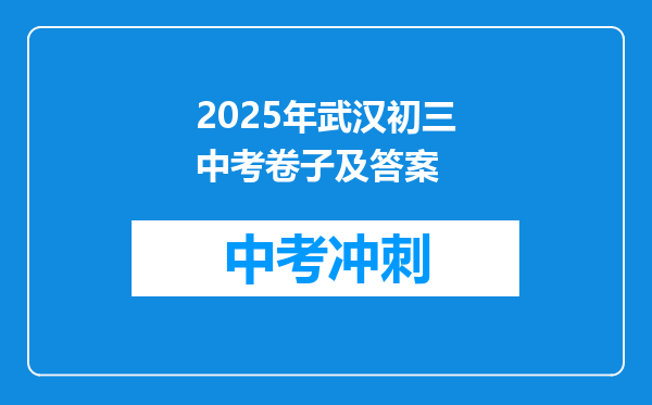 2025年武汉初三中考卷子及答案