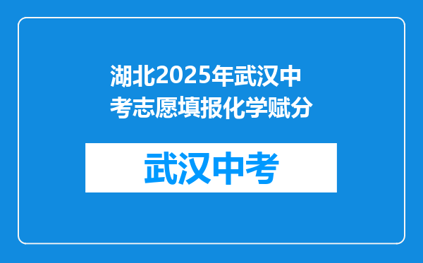 湖北2025年武汉中考志愿填报化学赋分