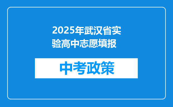 2025年武汉省实验高中志愿填报