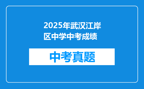 2025年武汉江岸区中学中考成绩