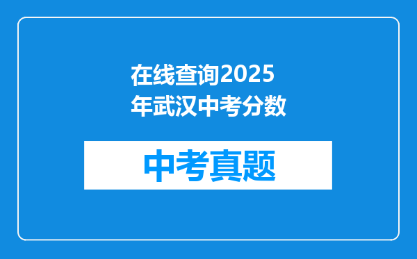 在线查询2025年武汉中考分数