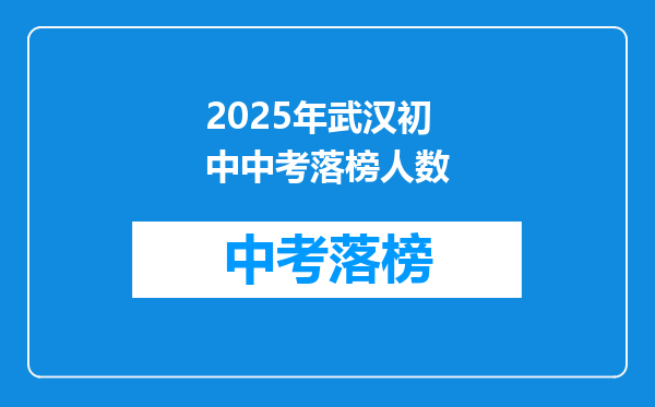 2025年武汉初中中考落榜人数