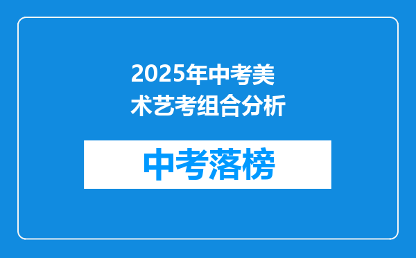 2025年中考美术艺考组合分析