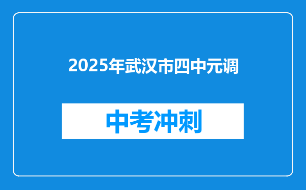 2025年武汉市四中元调