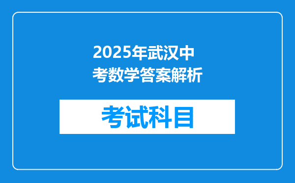2025年武汉中考数学答案解析