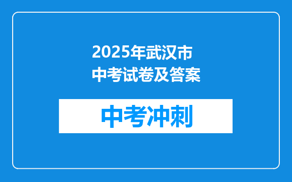 2025年武汉市中考试卷及答案