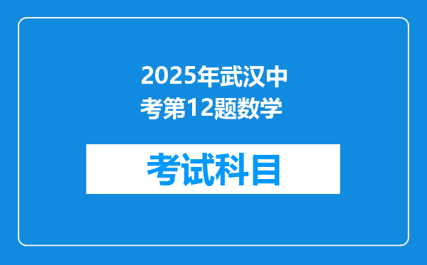 2025年武汉中考第12题数学