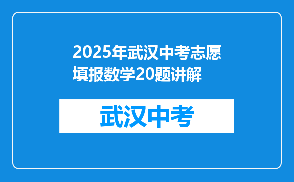 2025年武汉中考志愿填报数学20题讲解